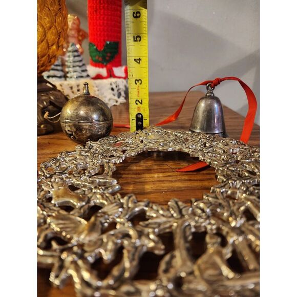 Vintage Silverplate Silver Tone Christmas Decor And Ornament Lot Of 5 - Picture 12 of 13